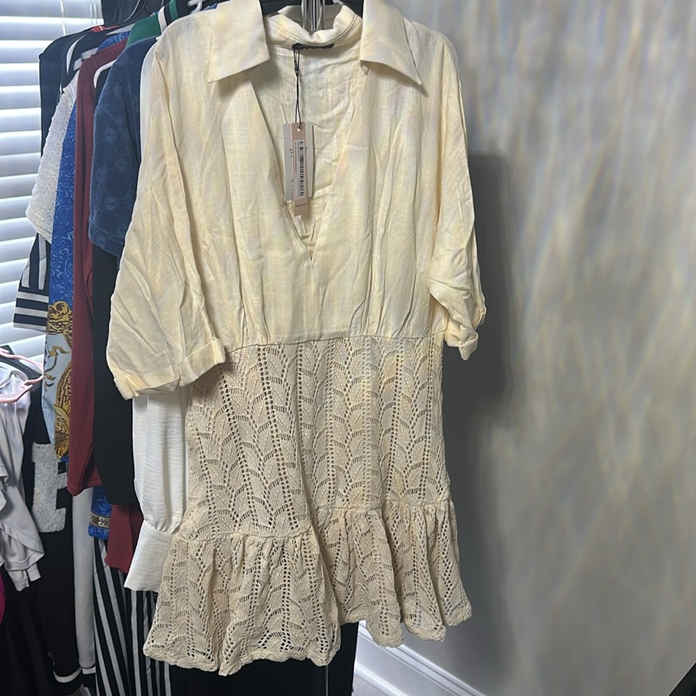 Micas creme midi dress